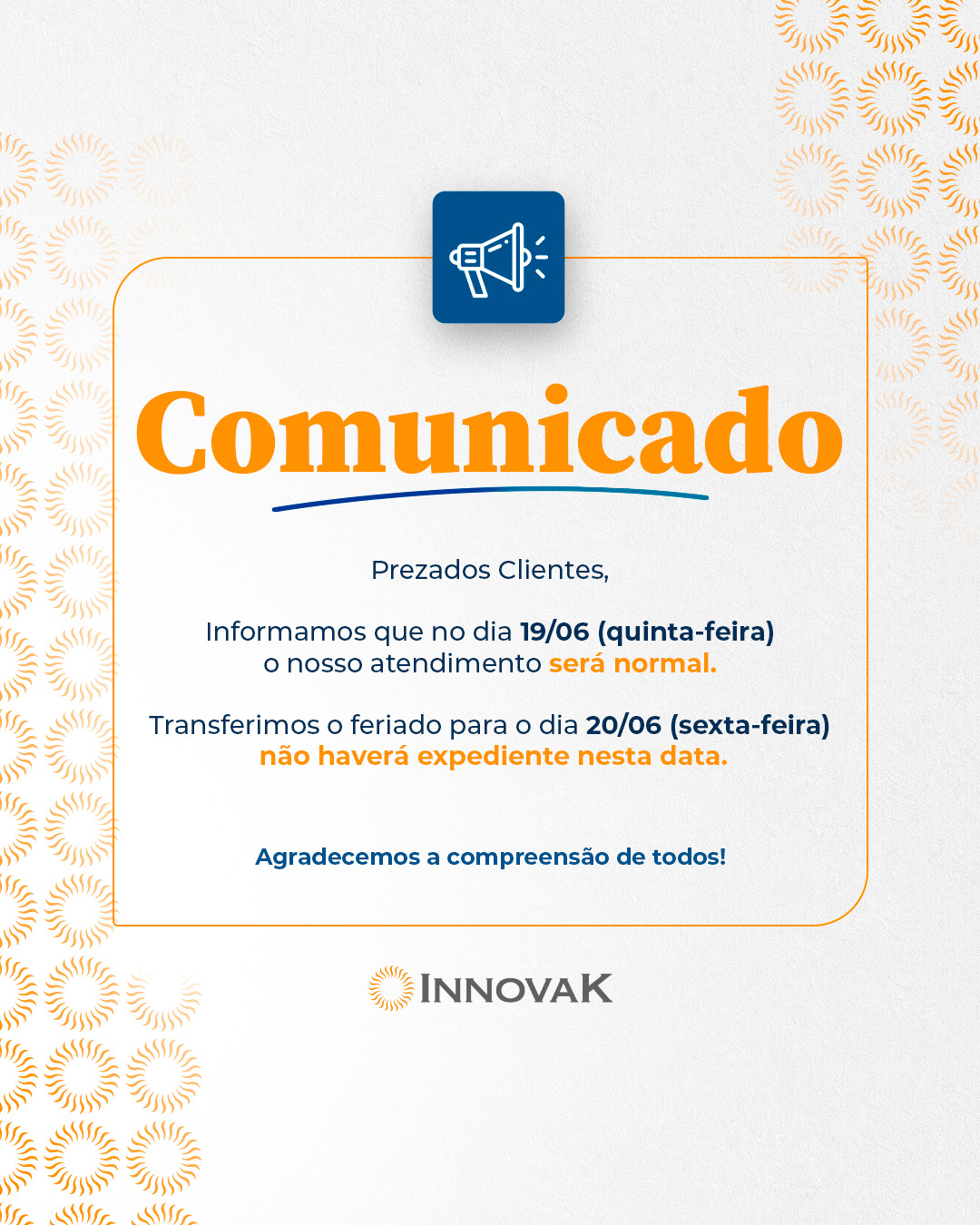 Comunicado feriado_innovak